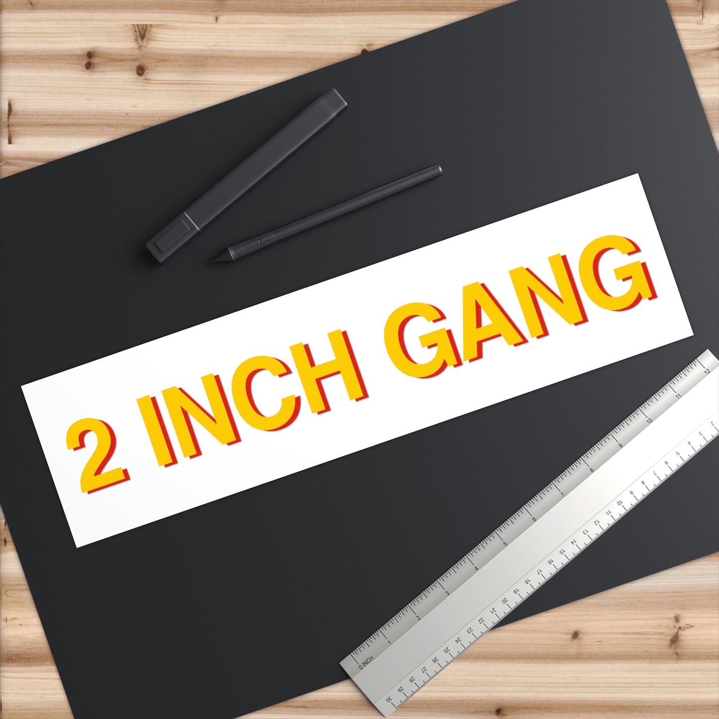 2 INCH GANG Bumper Sticker Yellow