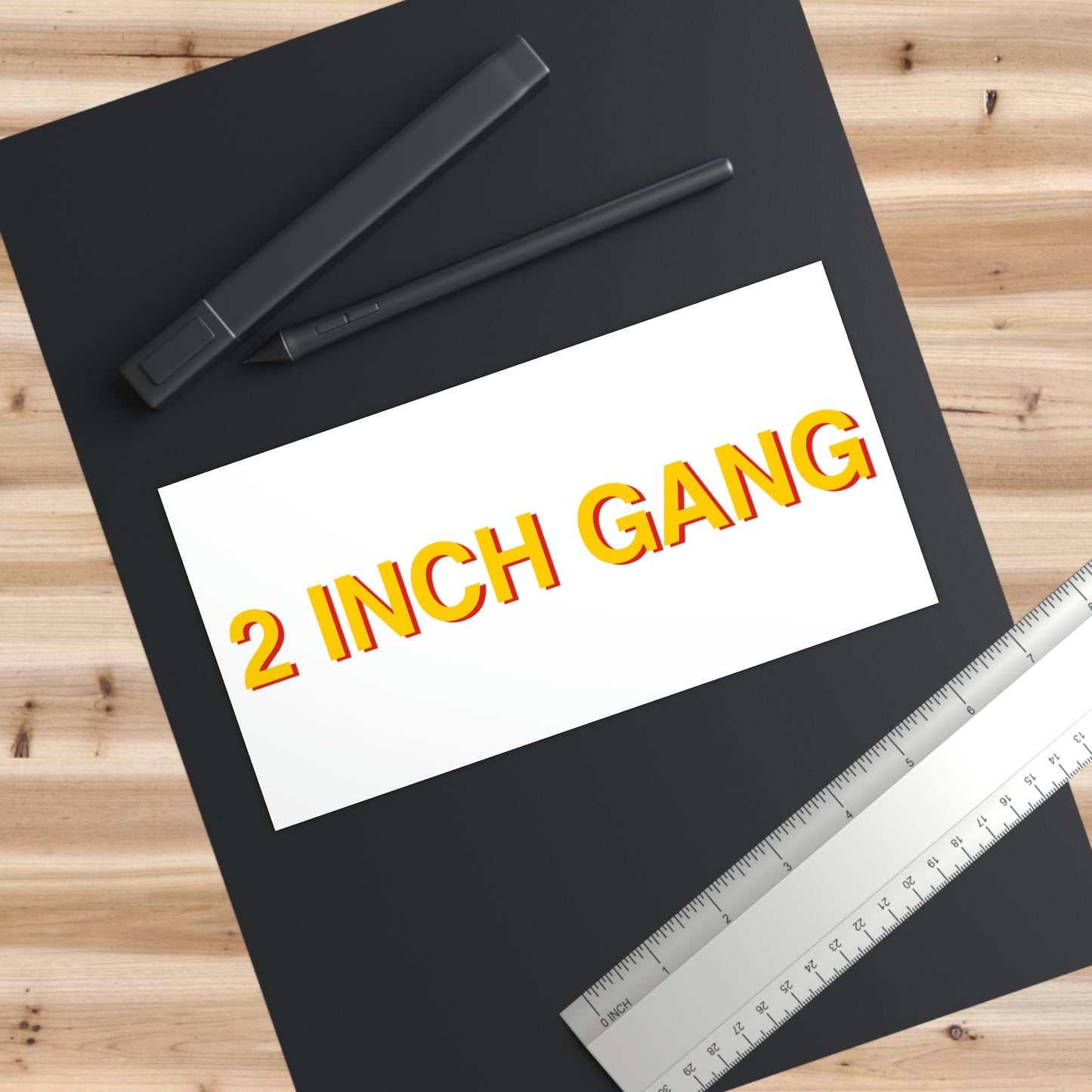 2 INCH GANG Bumper Sticker Yellow