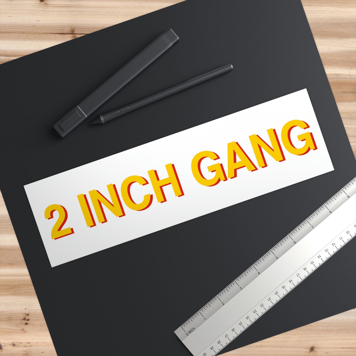 2 INCH GANG Bumper Sticker Yellow